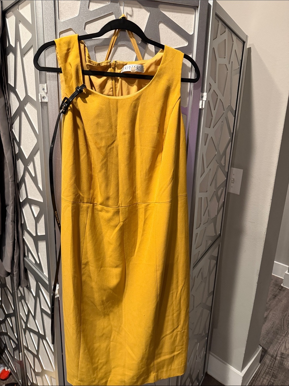 Kasper Mustard Yellow Midi Dress with Thin Straps